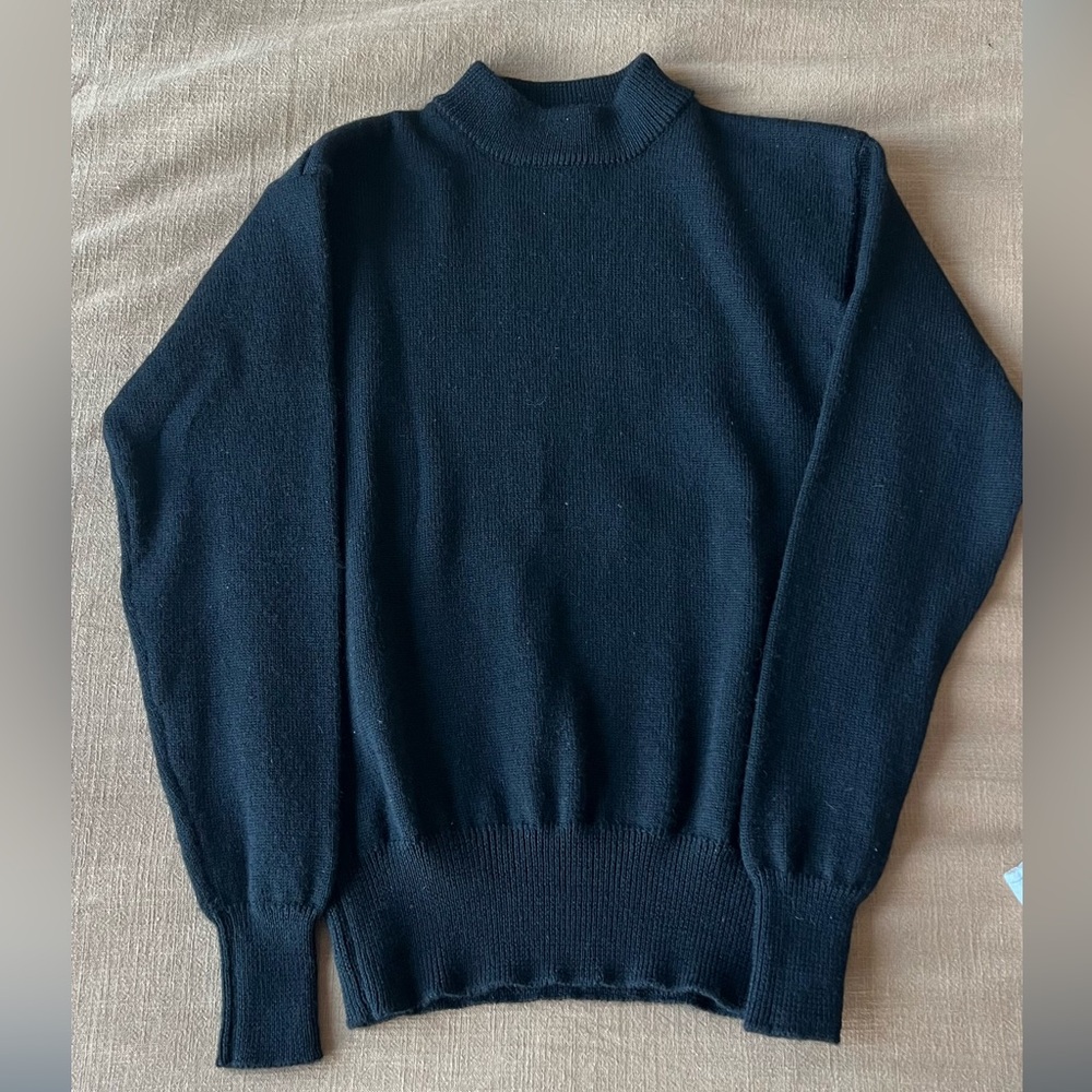 100% Wool Maine Bay Black Mock Neck Sweater